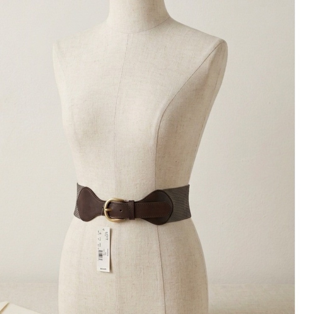 Vintage Y2K LOFT Metallic Silver‎ Mesh Wide Belt M Festival Sleaze Office